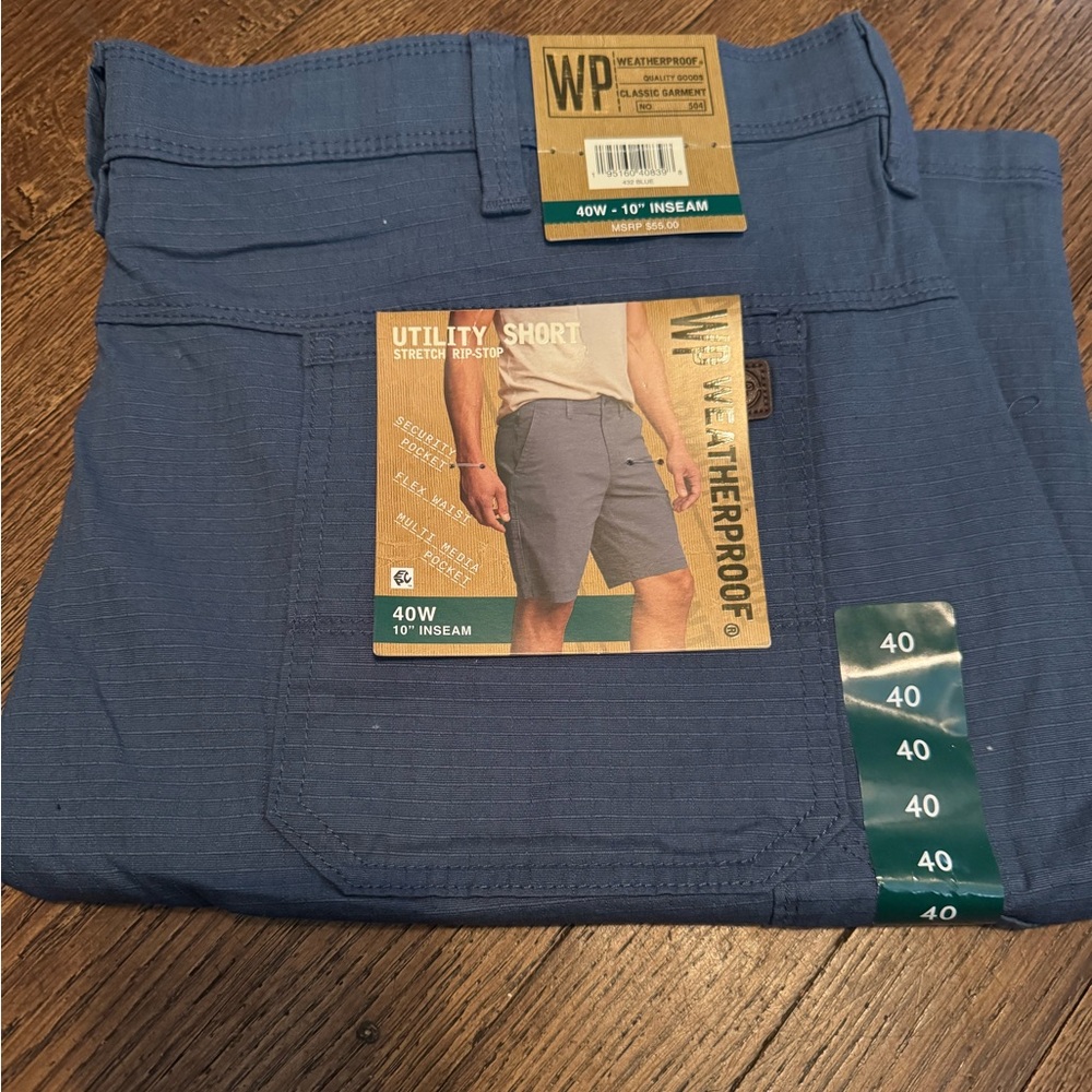 Weatherproof Men's Utility Stretch Rip-Stop Shorts — Blue
